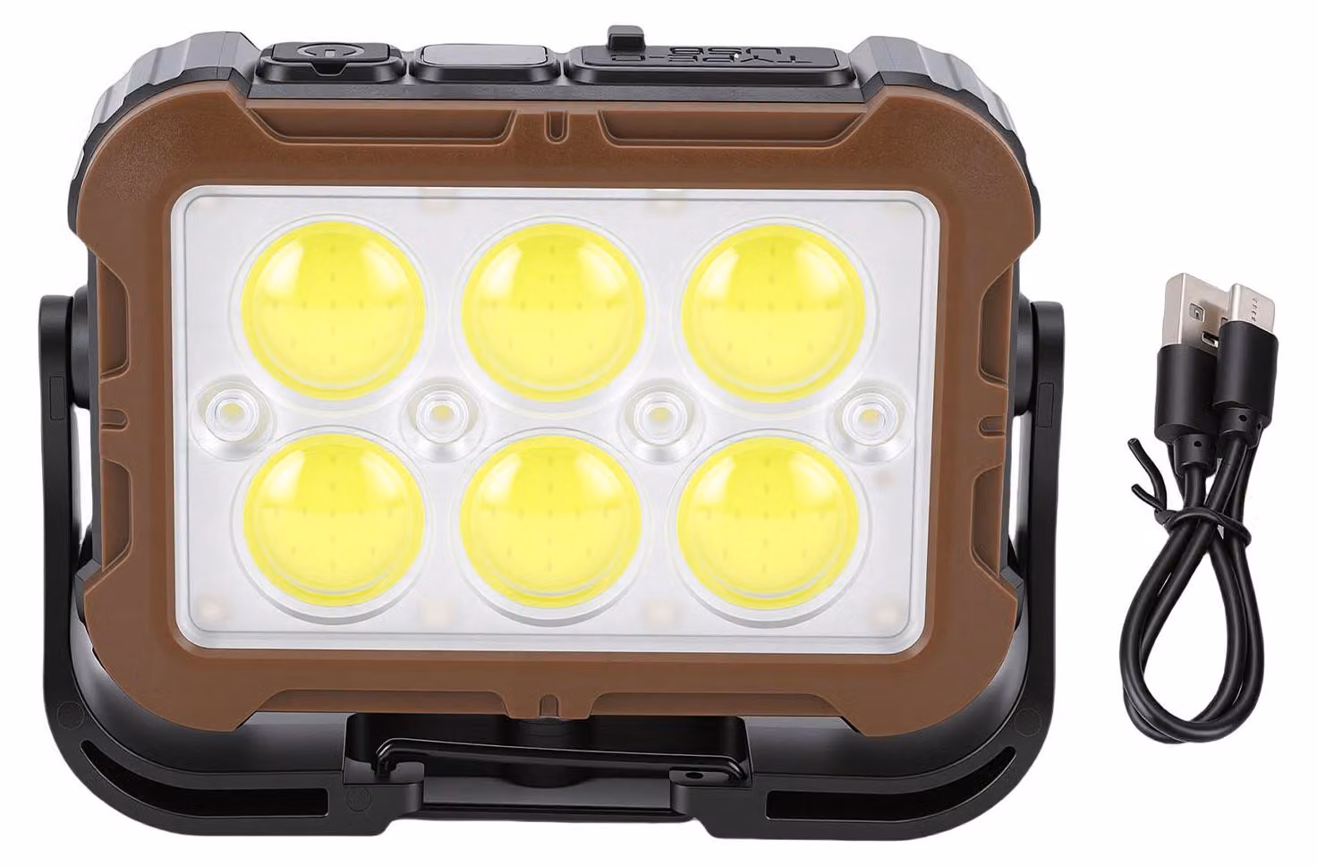 Torcia da lavoro solare ricaricabile, grado di protezione IP54, impermeabile, con 6 modalità, LED magnetici, luce stroboscopica portatile con supporto, ideale per emergenze, campeggio e riparazioni