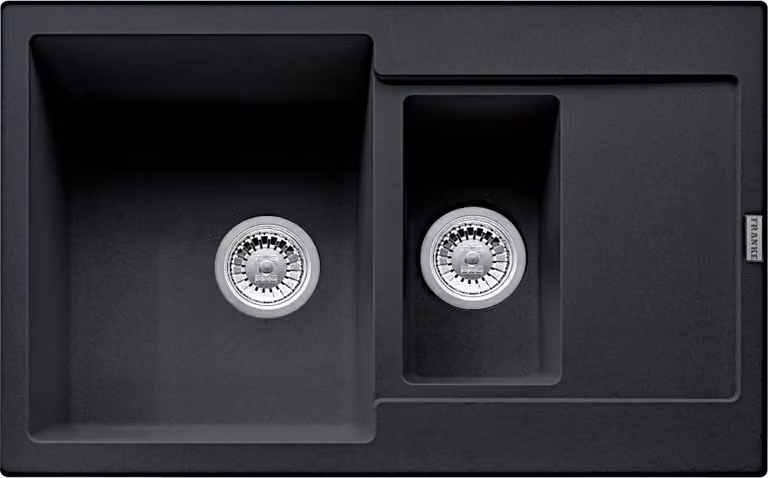 FRANKE Maris MRG 651-78 in ONYX con valvola a pulsante e scolapiatti / Dimensioni di incasso 760 x 480 mm / Lavello da incasso