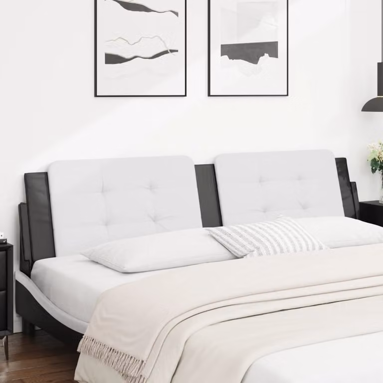 vidaXL Cuscino Testiera Zadar in Similpelle Bianco e Nero L: 193 cm
