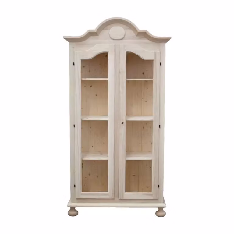 Vetrina a 2 ante in legno stile shabby chic bianco opaco Mobili 2G L/P/H: 103 x 45 x 197 cm