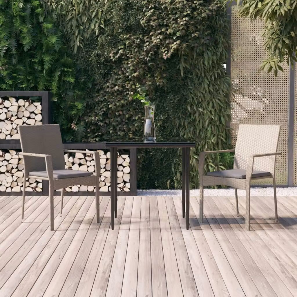 Maison Exclusive - Set da pranzo da giardino a 3 pezzi con cuscini in rattan sintetico nero e grigio