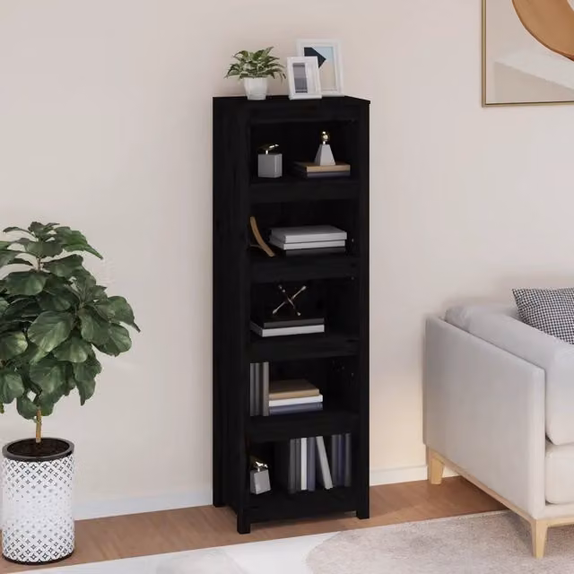 Libreria Design Mania in Legno di Pino Nero Opaco, L 50 cm x P 35 cm x H 154 cm – 1
