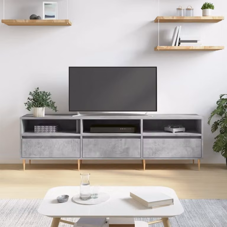 Mobile TV vidaXL in stile moderno, Grigio, L: 150 cm, P: 30 cm, H: 44,5 cm