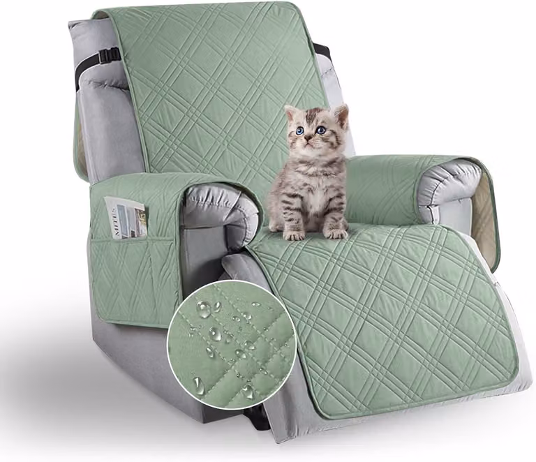 Copertura per poltrona relax, fodera elasticizzata per poltrona con tasche, color verde menta, per soggiorno