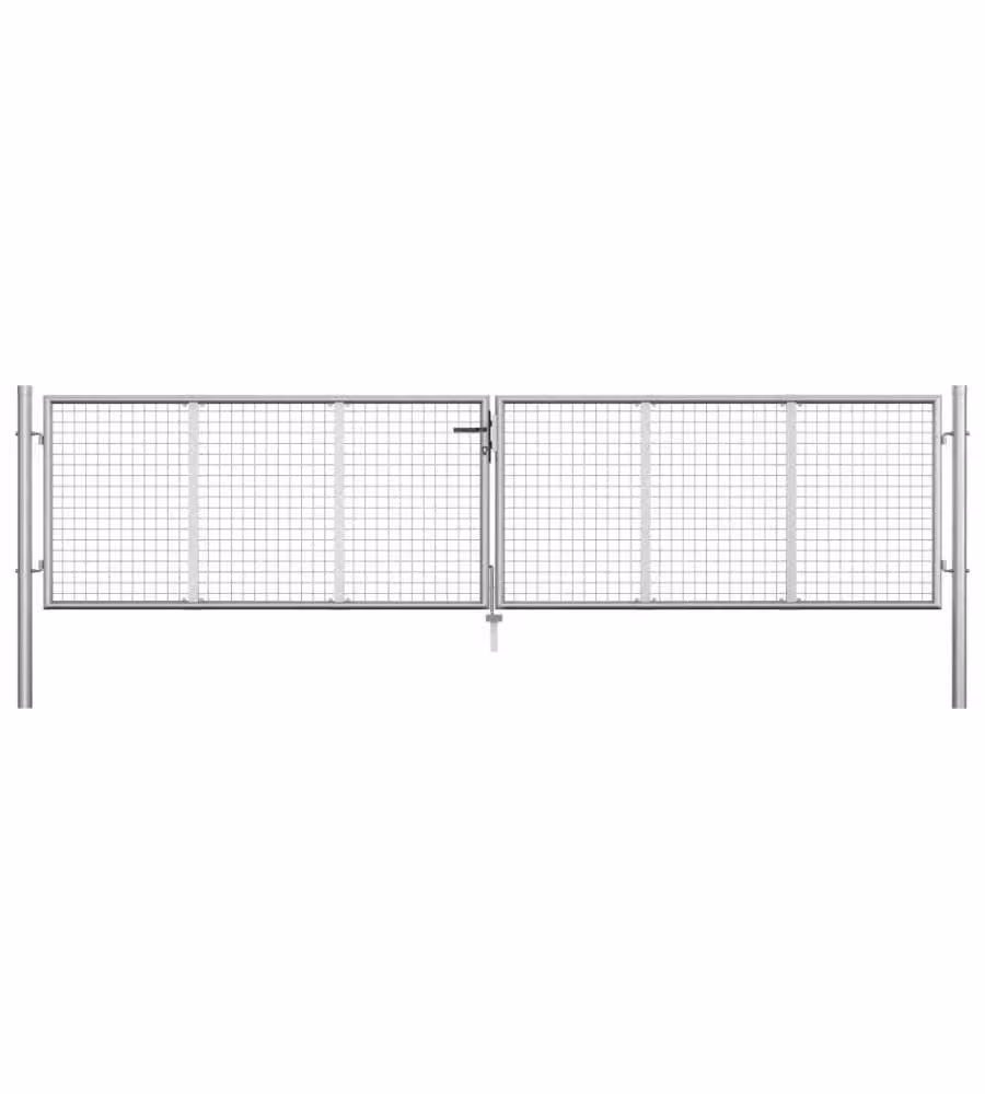 Cancello per Giardino in Acciaio Zincato 415x125 cm Argento