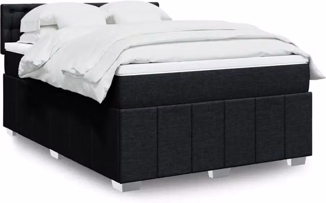 Letto Ibrido vidaXL con Giroletto a Molle e Materasso Nero in Tessuto L/P/H: 140 x 190 cm