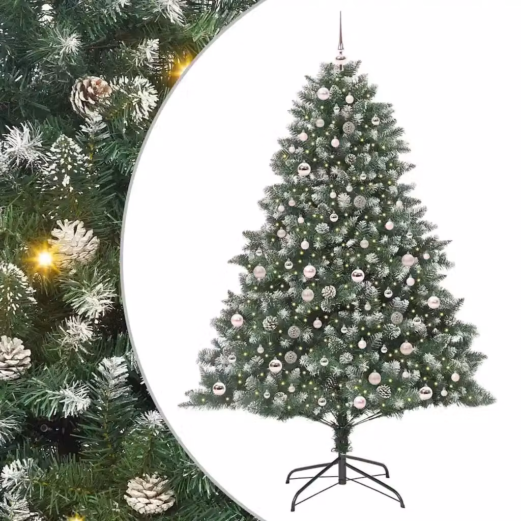 Albero di Natale artificiale verde con luci LED warm white vidaXL Altezza: 210 cm – 2