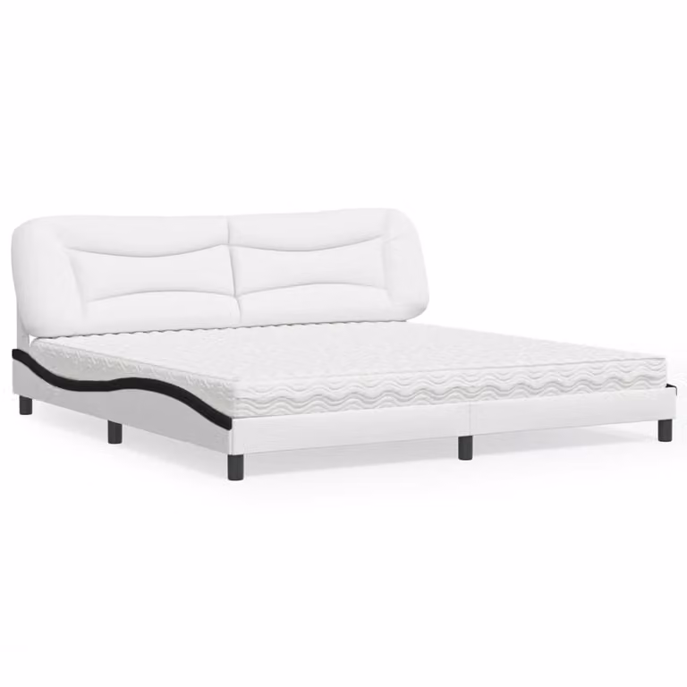 Letto con Materasso Hvar vidaXL in Similpelle Bianco e Nero L/P/H: 200 x 200 x 74,5 cm