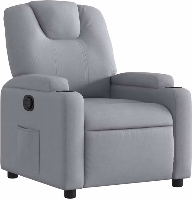 Poltrona | Sedia Relax reclinabile in tessuto grigio chiaro