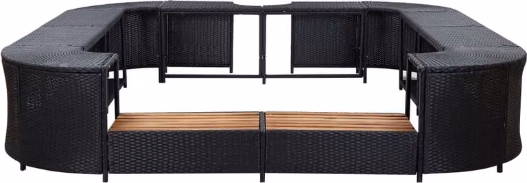Bordo Whirlpool quadrato nero 268x268x55 poly rattan