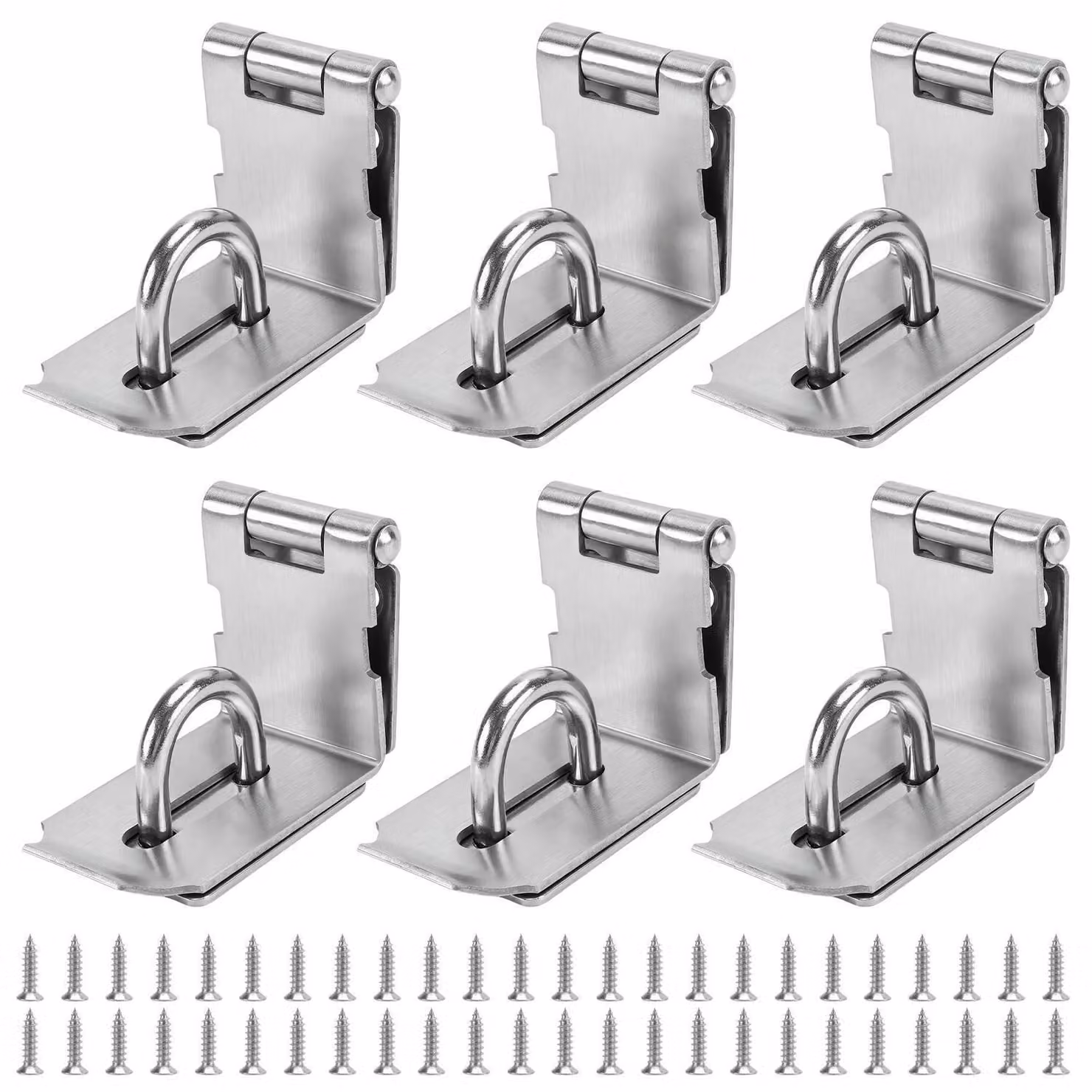 Chiusure a scatto per porte, angolo di 90 gradi, bloccabili, confezione da 6 pezzi, realizzate in acciaio inossidabile 304, con sistema di blocco di sicurezza da 140 mm, complete di viti