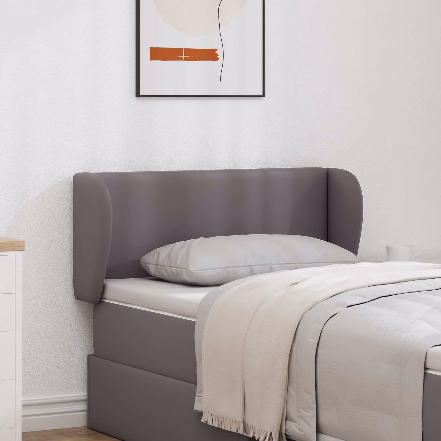Testata del letto imbottita moderna vidaXL in similpelle grigia con pannello in legno e schiuma