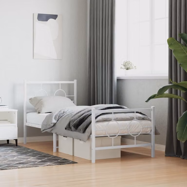 vidaXL Giroletto in metallo con testiera e pediera, Bianco, 80 x 200 cm