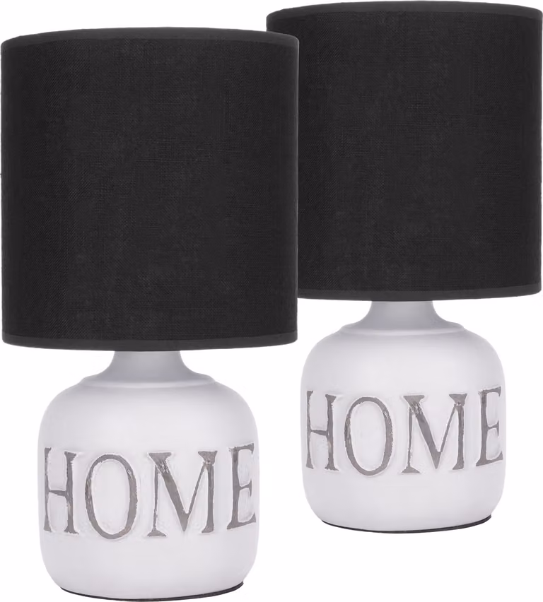 Set di 2 lampade da tavolo o da comodino BRUBAKER Home - Lampade da tavolo con base in Vetroceramica e paralume in tessuto - altezza 30,5 cm, bianco grigio