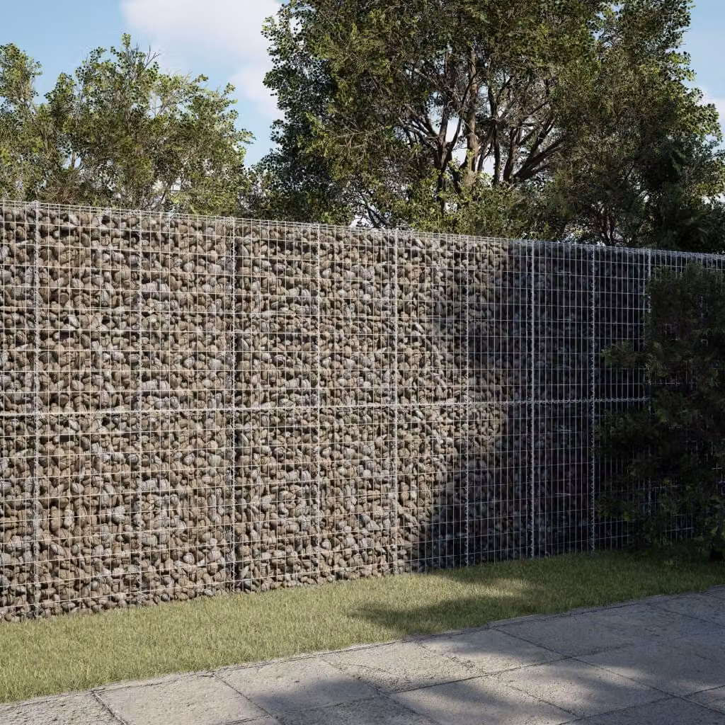 vidaXL Cesto Gabbione con Copertura in Ferro Zincato Grigio L/P/H: 300 x 100 x 200 cm – 1