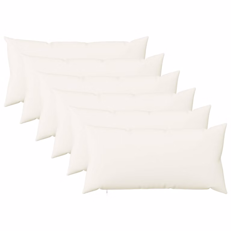 Set di 6 cuscini vidaXL HEERLEN bianchi in tessuto con fodera rimovibile e lavabile, L/P: 80 x 40 cm