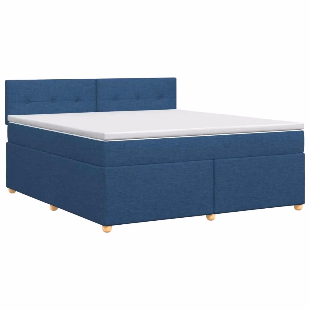 Letto box spring con materasso ibrido vidaXL in tessuto blu e bianco L/P/H: 200 x 140 x 88 cm – 2