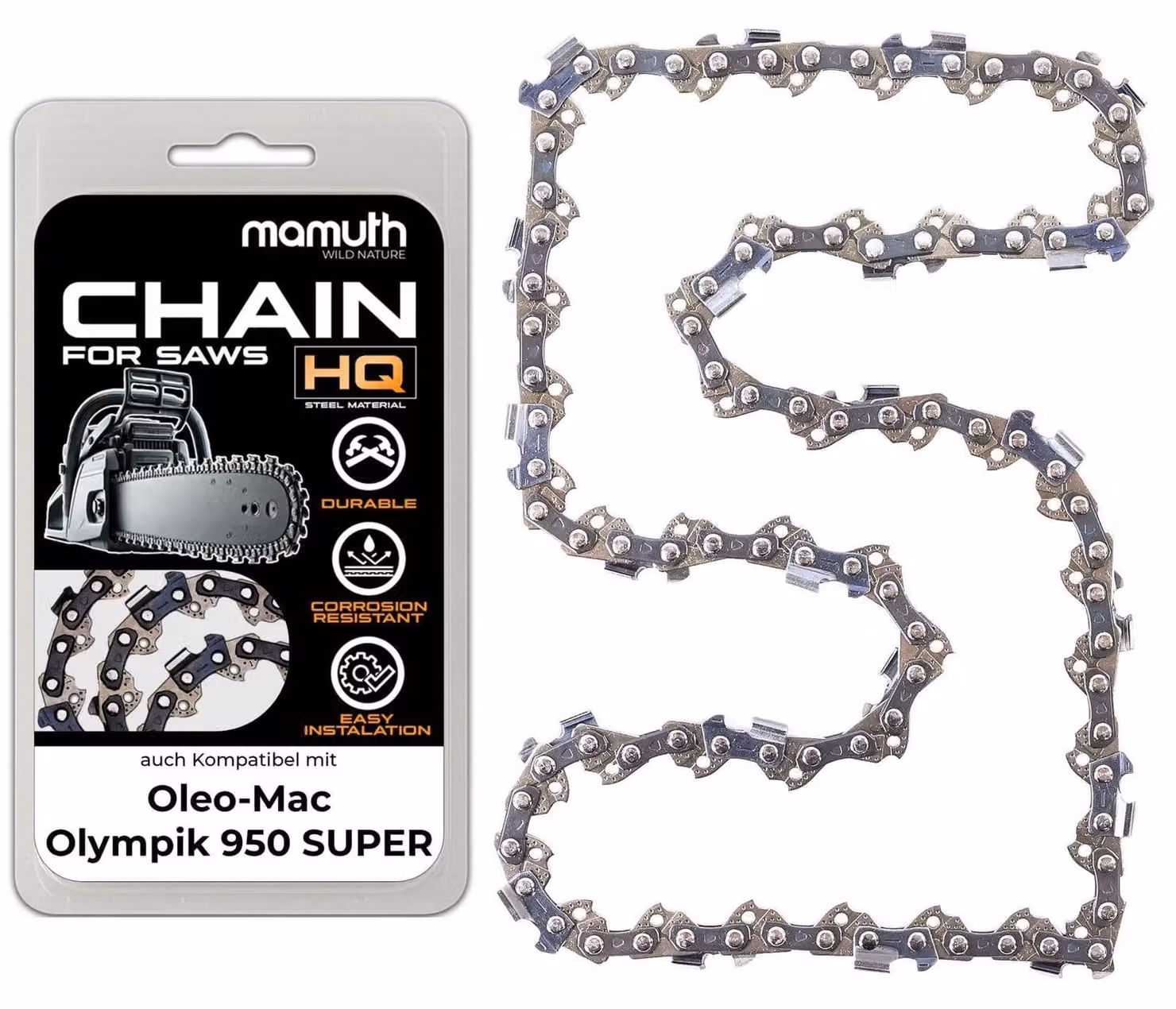 Catena per motosega, lunghezza 40 cm, spessore 1,5 mm, passo 0,325", 66 maglie, compatibile con Oleo-Mac Olympik 950 SUPER
