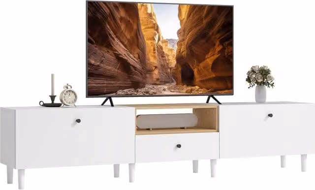 Mobile TV 200 cm ¨C Xylo ¨C Bianco, cassetto, 8 gambe, fino 90 pollici