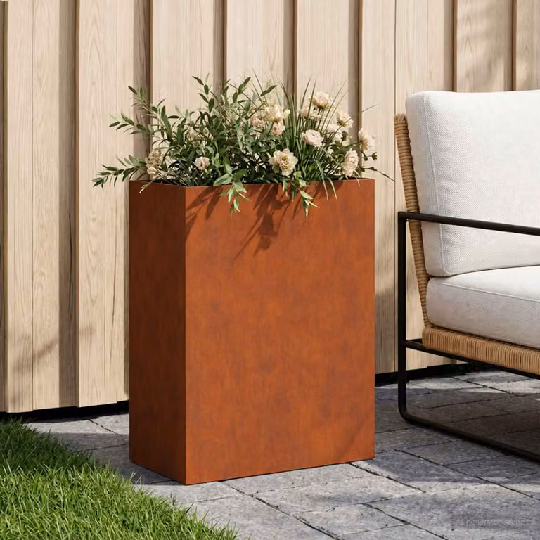 Vaso da giardino vidaXL in acciaio marrone L: 40 cm, P: 20 cm, H: 40 cm
