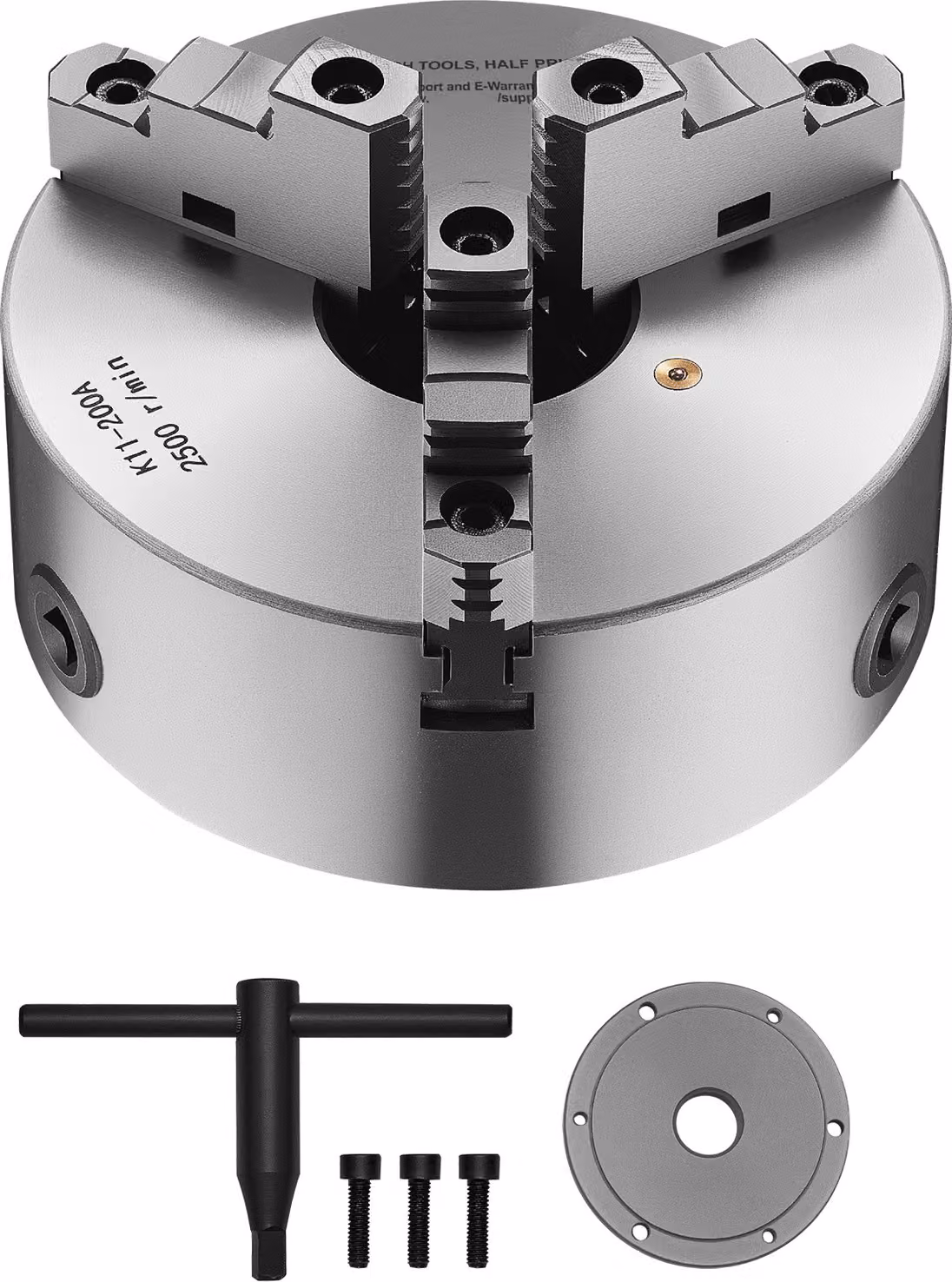 SucceBuy Mandrino a 3 griffe da 200 mm con piastra portante a 8 filetti da 57,15 mm