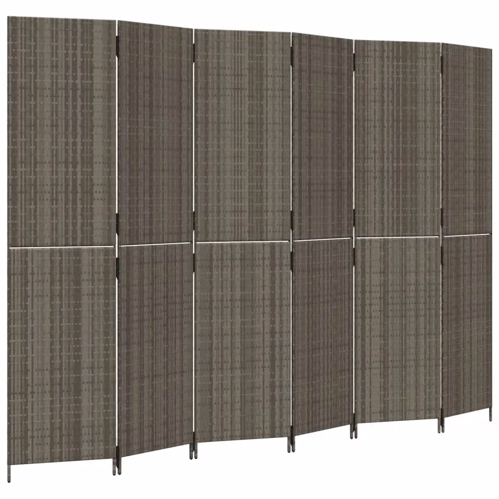 Divisorio per ambienti vidaXL a 6 pannelli in polyrattan e metallo grigio L: 294 cm, H: 200 cm – 2