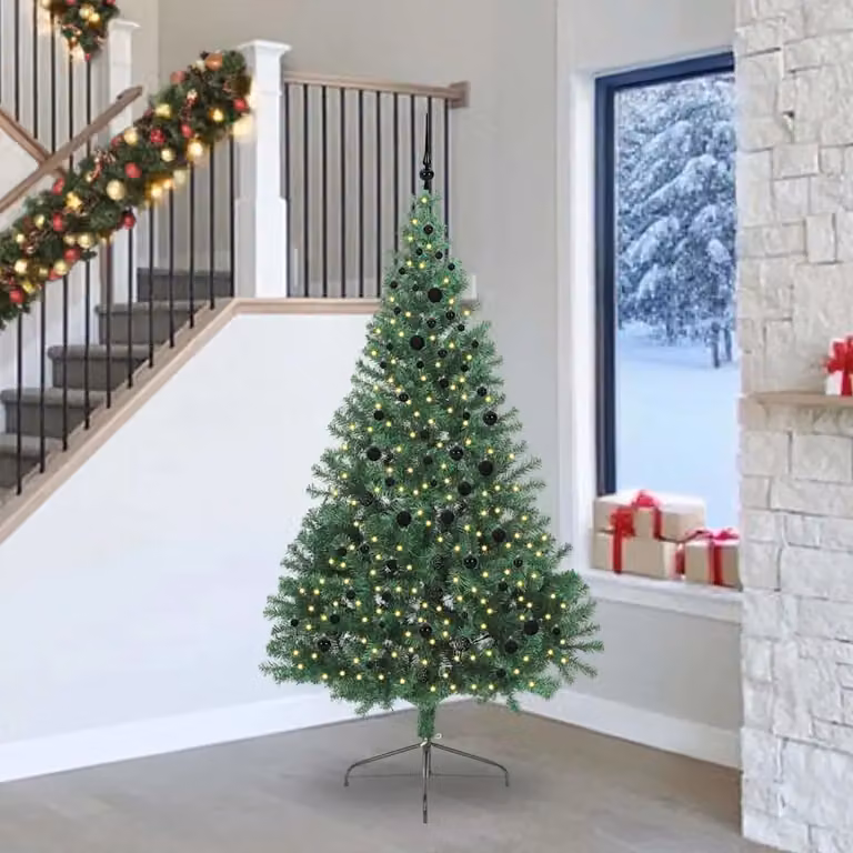 Albero di Natale artificiale vidaXL con luci LED bianco caldo Verde Altezza: 240 cm