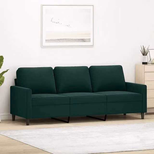 Divano a 3 Posti-Sofa 3 Posti Verde Scuro 180 cm in Velluto 569108
