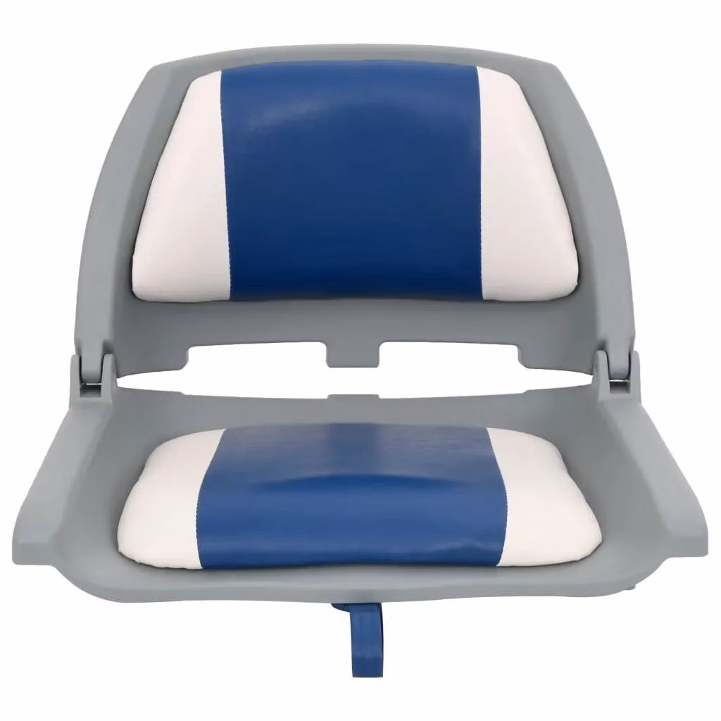 Set di 4 Sedili Pieghevoli per Barca vidaXL con Cuscini a Righe Blu, Bianco e Grigio – 2
