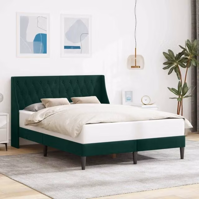 Struttura del letto-Giroletto Verde Scuro 160 x 200 cm Velluto 894419