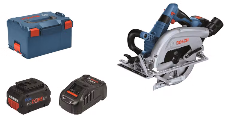 Sega circolare a batteria BITURBO GKS 18V-70 L, 2 x batteria ProCORE18V 5,5Ah in L-BOXX
