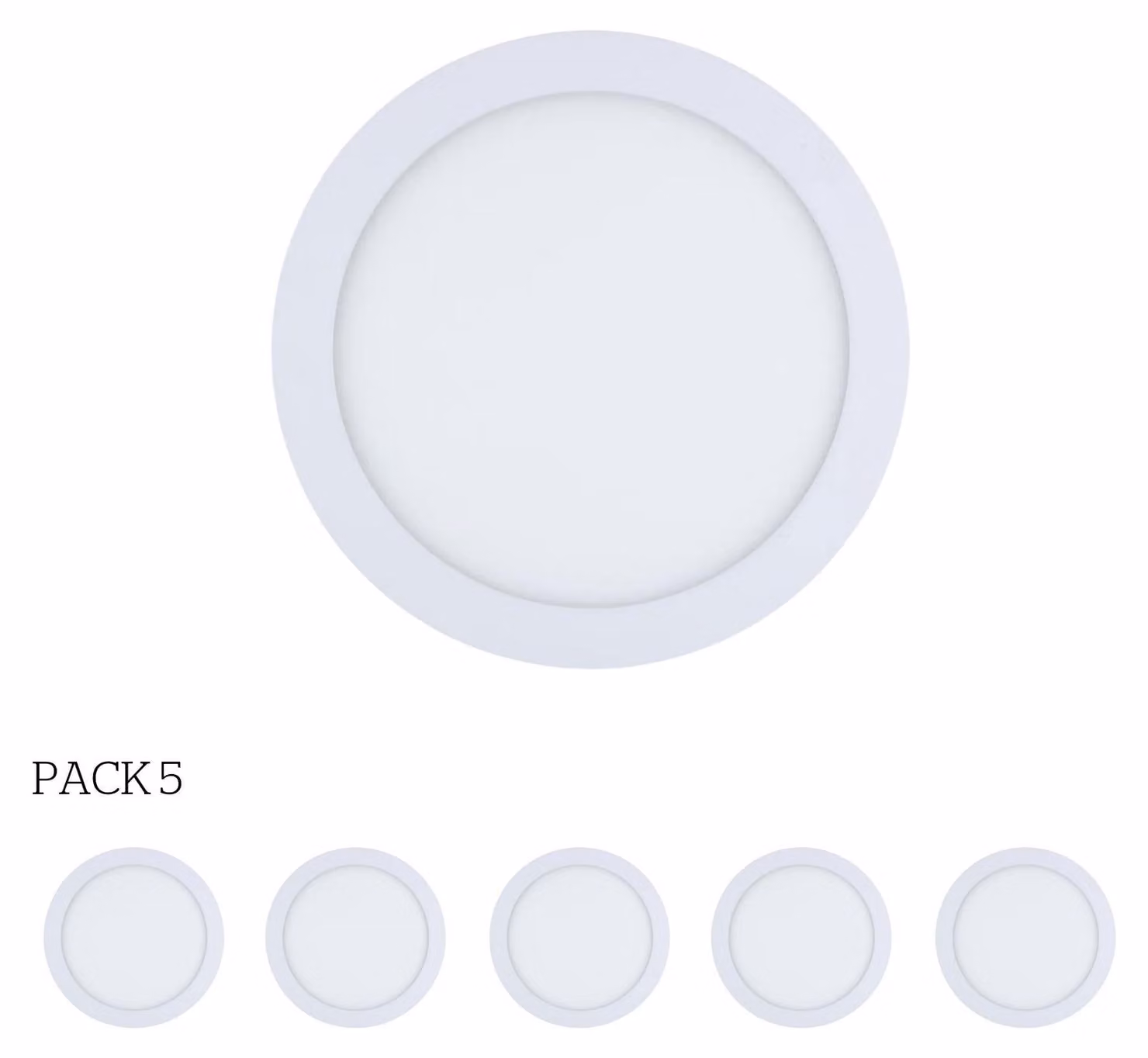 Easy Circular: 5 faretti a incasso con LED integrato 6000K per illuminazione direzionale, con interruttore on/off, diametro 30 cm, colore bianco