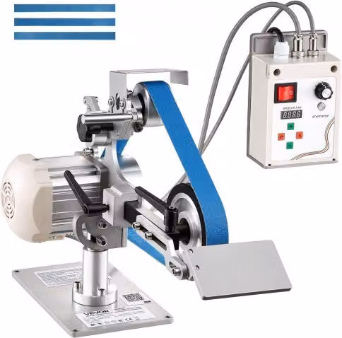 VEVOR Levigatrice a Nastro Professionale con VFD, Velocità Variabile 550 W, Colore Argento
