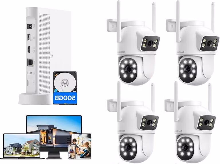 Kit di telecamere di videosorveglianza wireless - Sistema di sicurezza Wi-Fi - Telecamera per la casa - Telecamera PTZ - Telecamera per esterni
