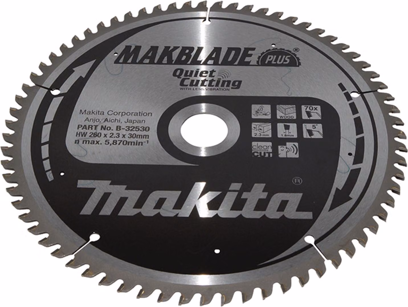 Lama circolare Makita, MAKBLADE PLUS 260 x 30 mm - 70 denti - legno