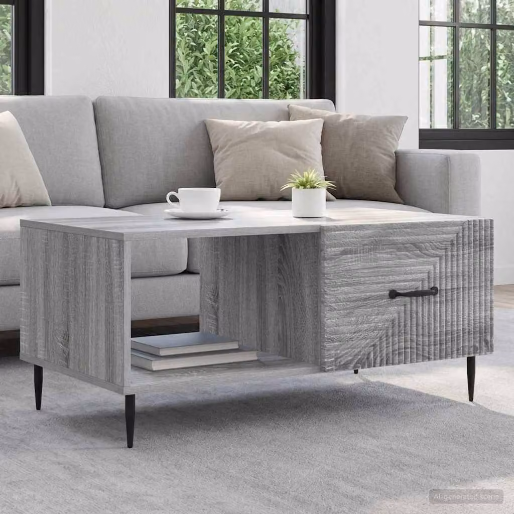 vidaXL Tavolino da salotto rettangolare in stile industriale, Grigio, L: 90 cm, P: 50 cm, H: 40 cm