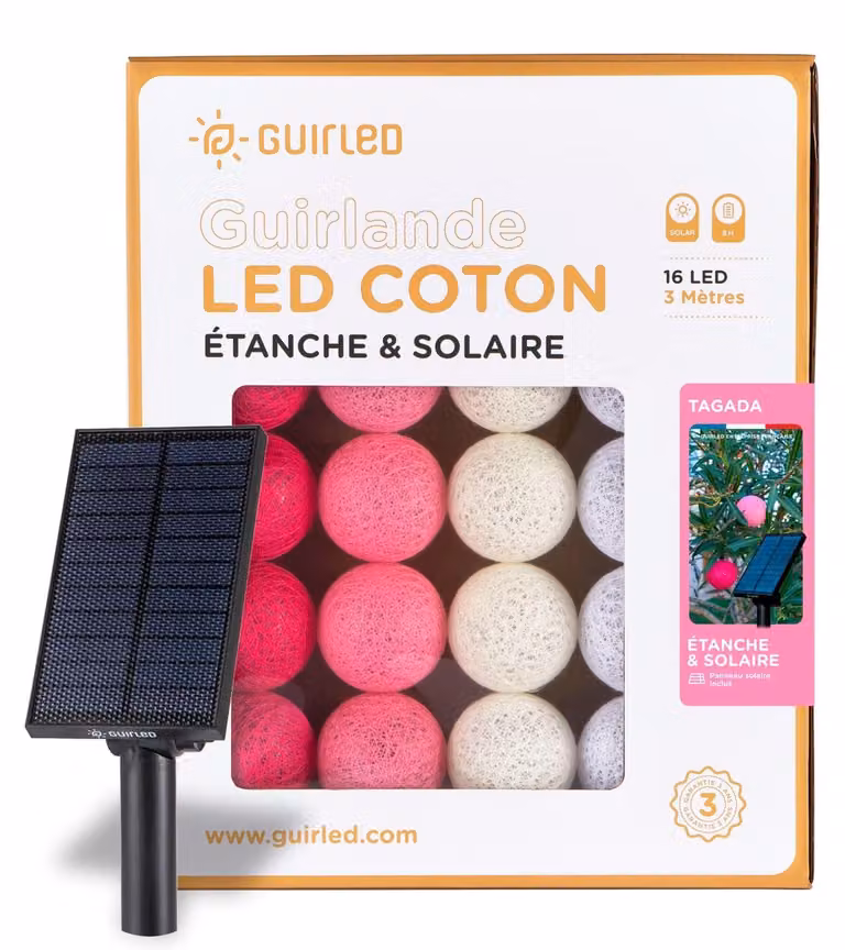 Catena luminosa a LED con 16 sfere, grado di protezione IP55, alimentazione solare, lunghezza 6 metri, 4 colori