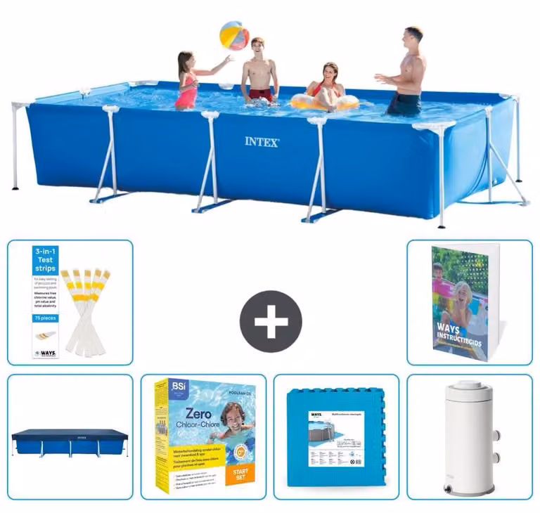 Piscina fuori terra rettangolare - 450x220x84 cm - composta da 5 elementi, modello S102