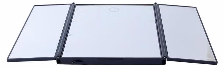 Specchio pieghevole triplo con dimmer touch, LED, 15,4 cm, colore nero