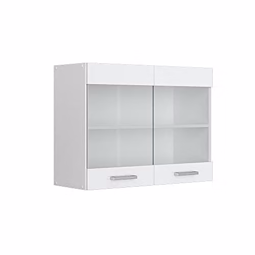 Vicco Mobile da cucina in vetro R-Line, Bianco lucido, 80 cm