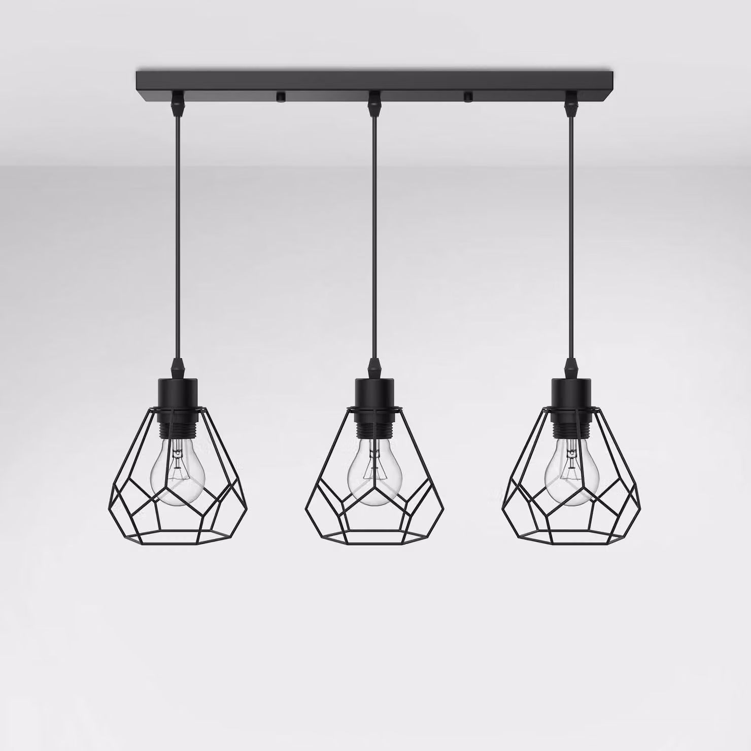EMKE Lampada a sospensione, 3 luci, stile vintage, ideale per la sala da pranzo