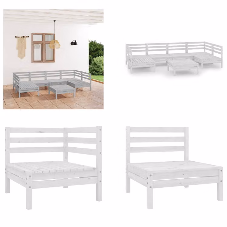 vidaXL set salotto da giardino 7 pezzi pino massiccio bianco - Set mobili da giardino - Set mobili da giardino - Set mobili da giardino - Set mobili da giardino