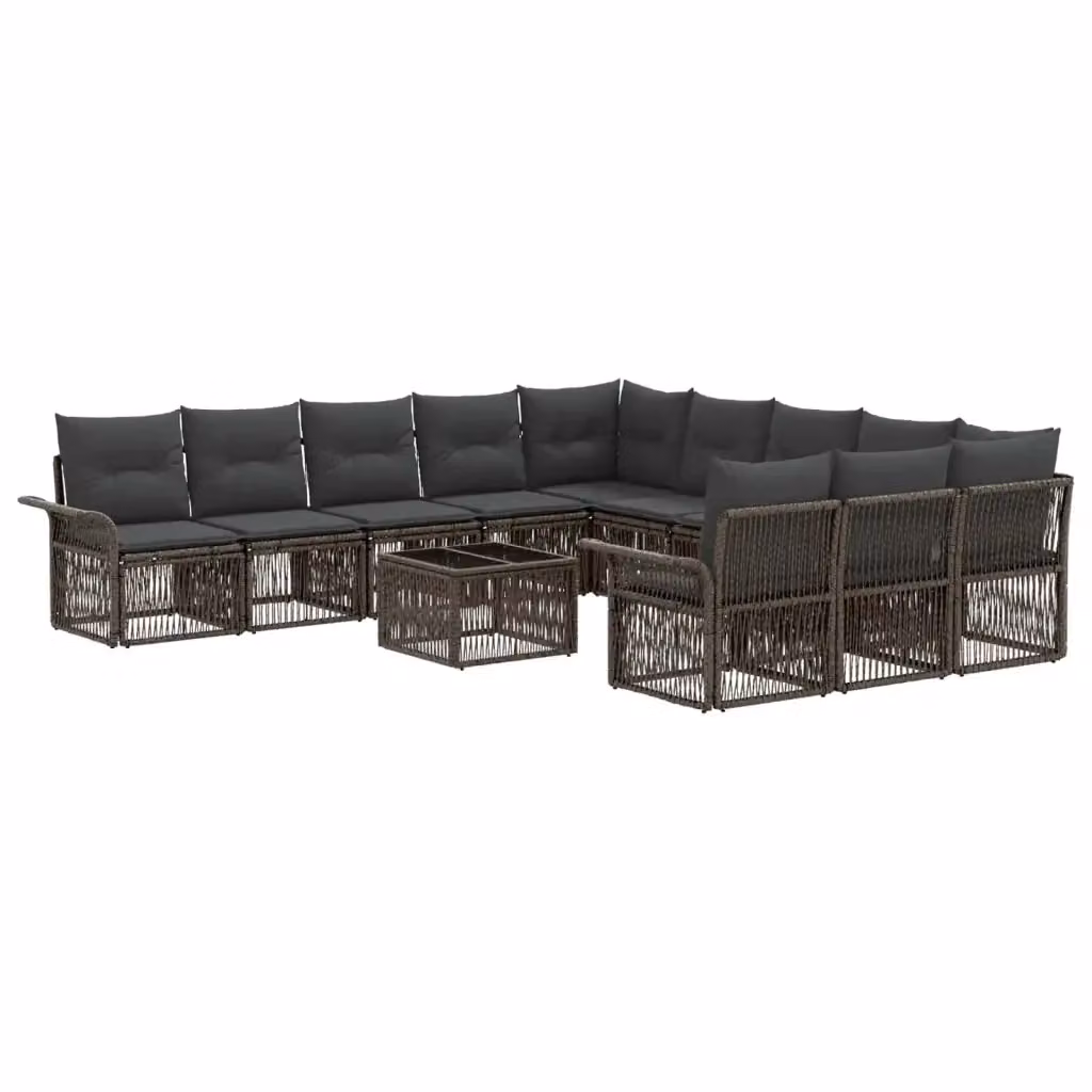 Set Divano da Giardino a Forma a U vidaXL Grigio con Tavolino e Cuscini in Rattan e Metallo – 2