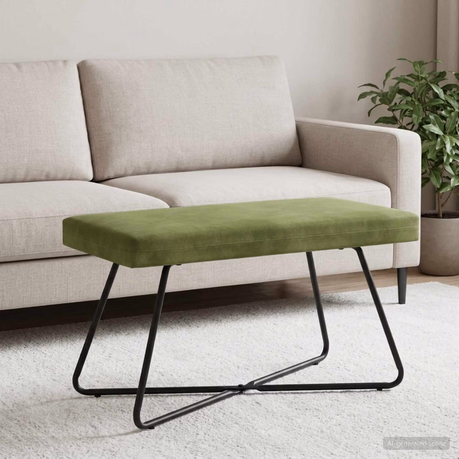 Panchina moderna vidaXL in velluto verde con struttura in metallo e MDF L 80 x P 40 x H 45 cm