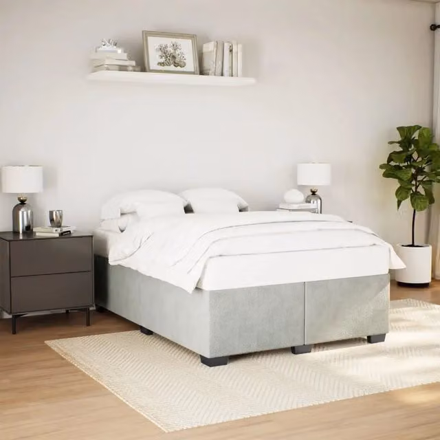 Giroletto senza Materasso-Struttura Letto Grigio Chiaro 140x190 cm Velluto 920117