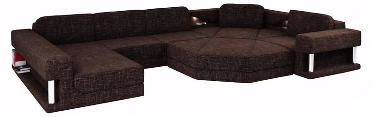 Design Ecksofa U-Form Bettfunktion Couch Textil Sofas Schlafsofa Leder Stoff