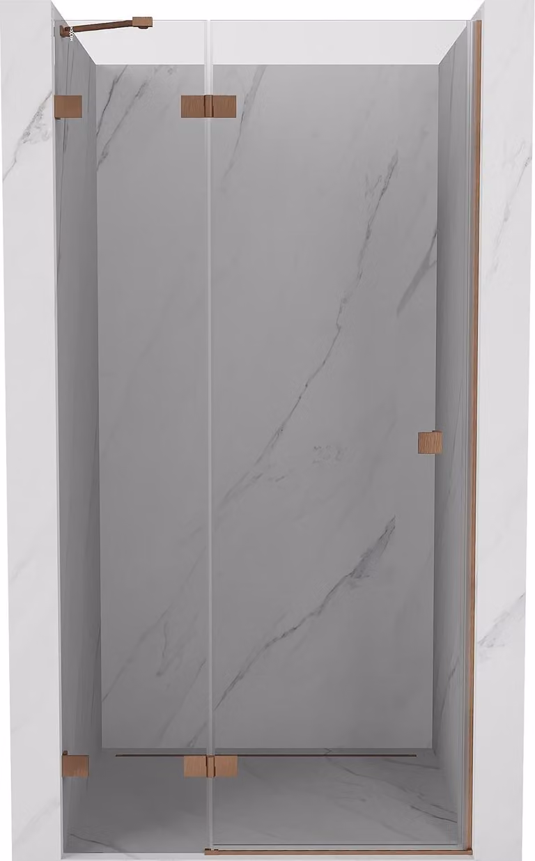 Mexen Lunar porta doccia a battente sinistra 100 cm, trasparente, rame spazzolato - 834-100-000-65-00-L