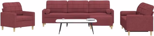 Set di Divani 4 pz con Poggiapiedi Rosso Vino in Tessuto 3278317