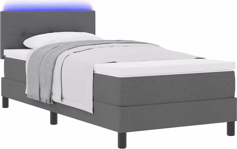 Letto a molle con materasso Grigio scuro 100 x 200 cm Tessuto