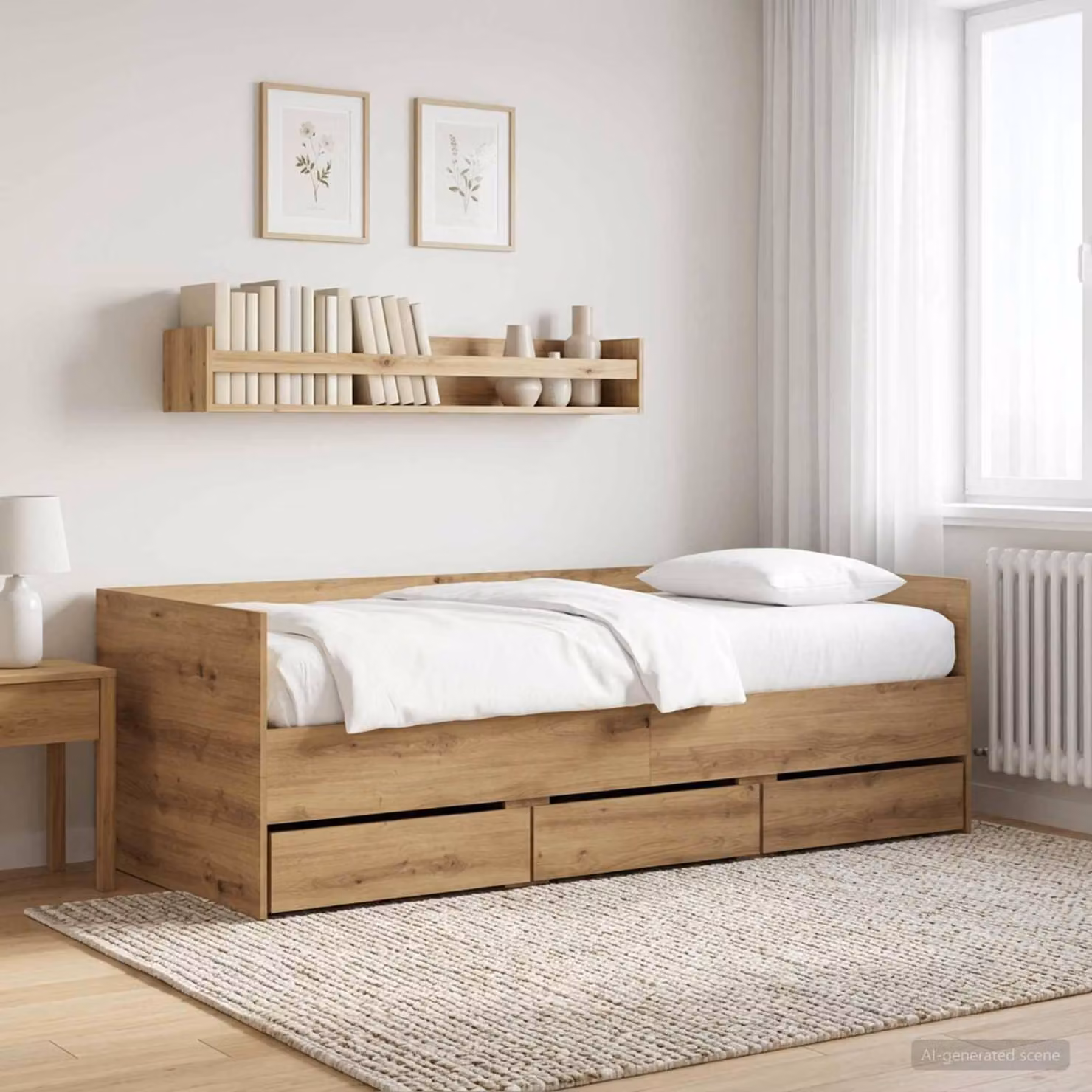 Maison Exclusive - Letto a giorno con cassetti, realizzato artigianalmente in legno di quercia